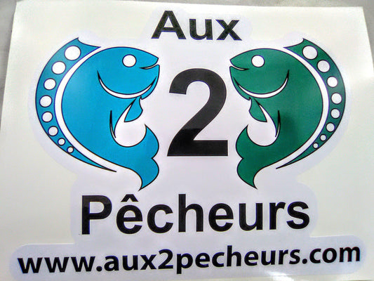 Large Aux 2 Pêcheurs sticker with URL